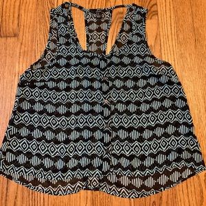 Black and Mint Printed Tank